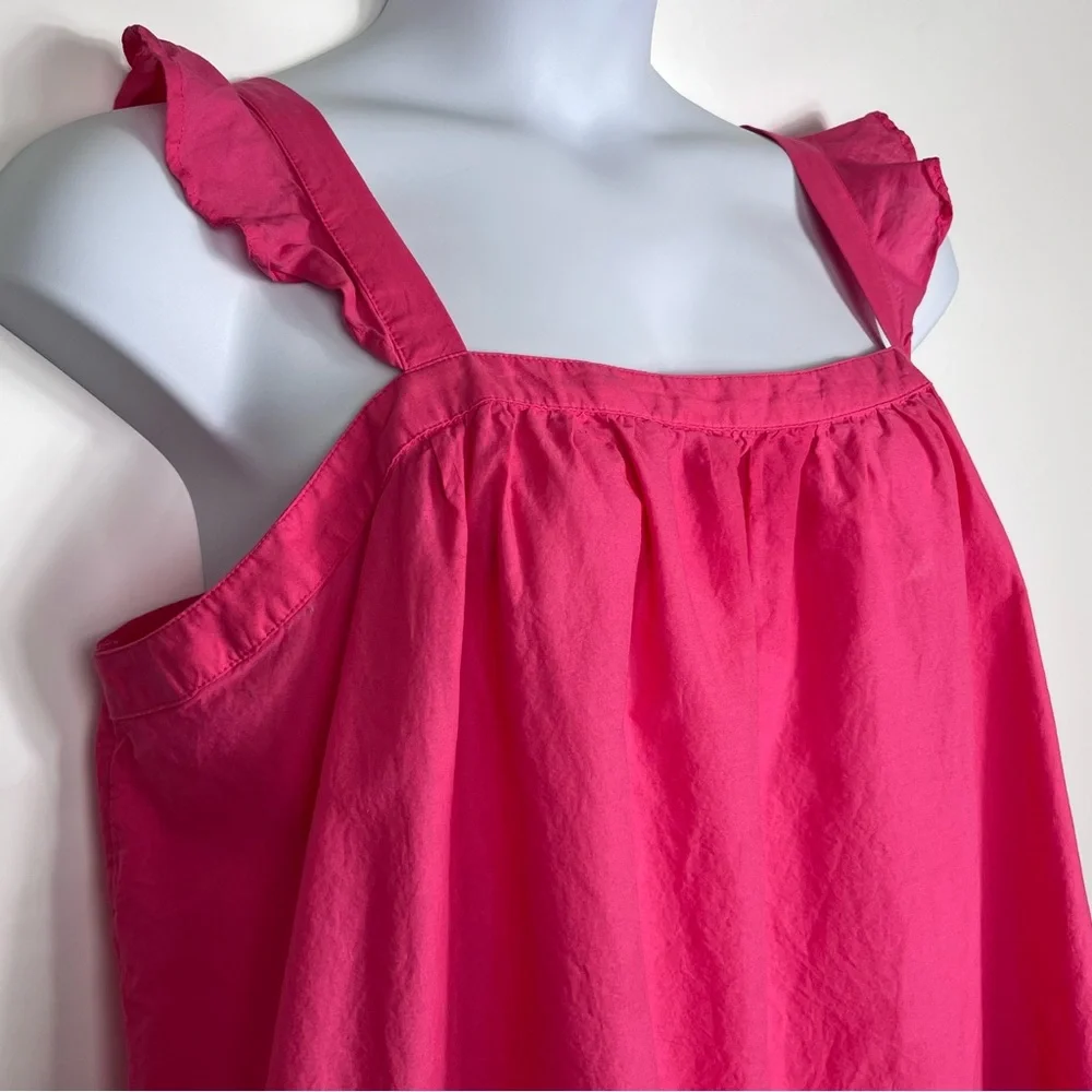 Lane Bryant Tank Top Size 16 Pink Embroidery Cotton Airy Breezy Square Neck